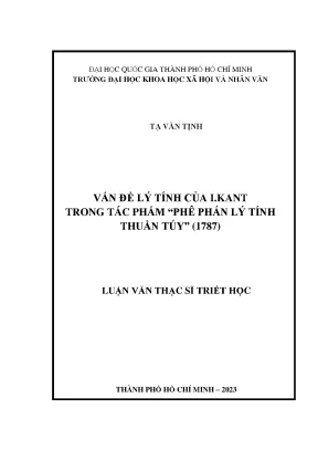 Nghiên Cứu Về Quan Điểm Của I. Kant Trong Tác Phẩm “Phê