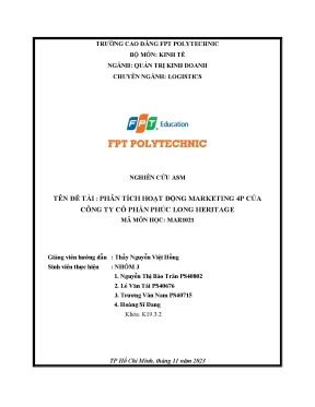 Phân Tích Hoạt Động Marketing 4P Của Công Ty Cổ Phần 