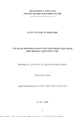 Mô Hình Gauss Tuyến Tính Trong Nhận Dạng Khẩu Lệnh Tiếng 