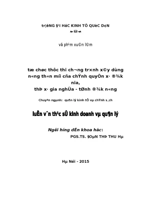 Tổ Chức Thực Thi Chương Trình Xây Dựng Nông Thôn Mới Tại 