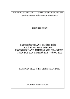 Nhân Tố Ảnh Hưởng Đến Khả Năng Sinh Lời Của Ngân Hàng