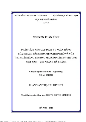 Phân Tích Nhu Cầu Dịch Vụ Ngân Hàng Của Doanh Nghiệp Nhỏ