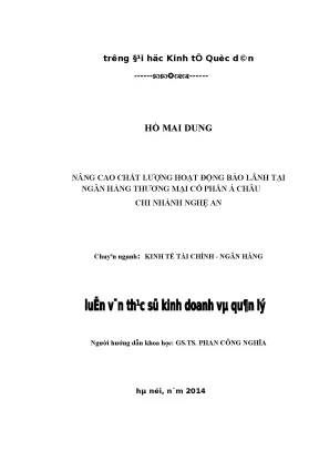 Nâng Cao Chất Lượng Hoạt Động Bảo Lãnh Tại Ngân Hàng