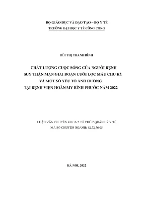 Chất lượng cuộc sống của bệnh nhân suy thận mạn giai 