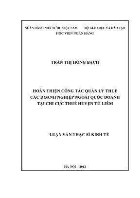 Hoàn thiện quản lý thuế doanh nghiệp ngoài quốc doanh