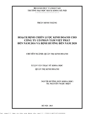 Chiến Lược Kinh Doanh Công Ty Cổ Phần Tâm Việt Phát Đến