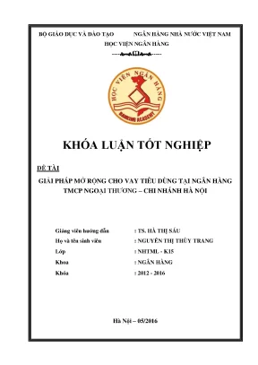 Giải Pháp Mở Rộng Cho Vay Tiêu Dùng Tại Ngân Hàng TMCP