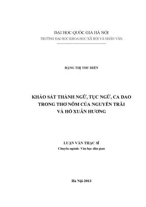 Khảo Sát Thành Ngữ, Tục Ngữ, Ca Dao Trong Thơ Nôm Của 