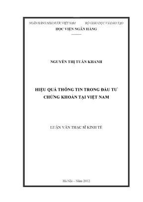 Hiệu Quả Thông Tin Trong Đầu Tư Chứng Khoán Tại Việt Nam