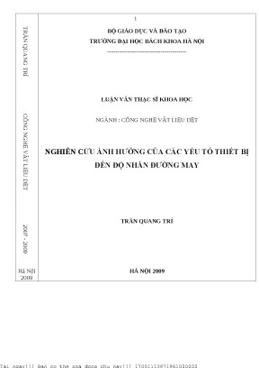 Nghiên Cứu Ảnh Hưởng Của Thiết Bị Đến Độ Nhăn Đường May