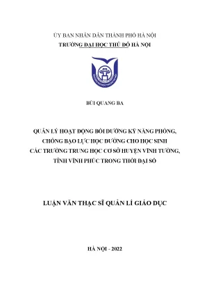 Quản Lý Bồi Dưỡng Kỹ Năng Phòng Chống Bạo Lực Học Đường 