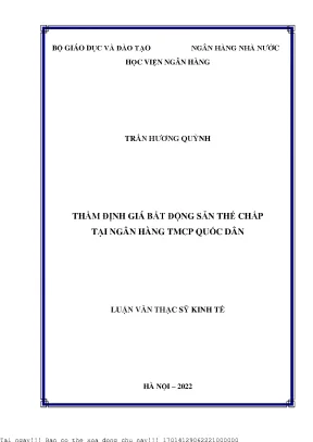 Thẩm Định Giá Bất Động Sản Thế Chấp Tại Ngân Hàng TMCP