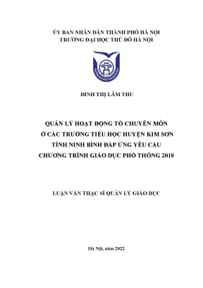 Quản Lý Hoạt Động Tổ Chuyên Môn Ở Trường Tiểu Học Huyện 