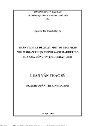 Giải Pháp Hoàn Thiện Chính Sách Marketing Mix Tại Công