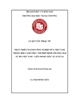 Phát Triển Ngành Công Nghiệp Sữa Việt Nam Dưới Tác Động