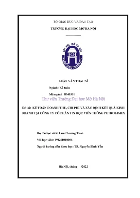 Nâng cao Kế Toán Doanh Thu và Chi Phí tại Công Ty Cổ