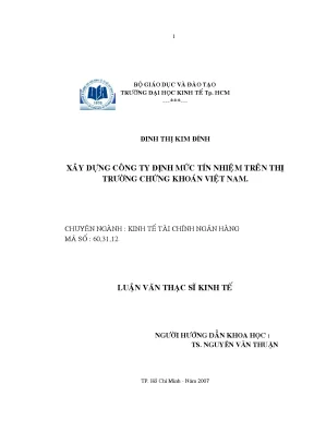 Xây Dựng Công Ty Định Mức Tín Nhiệm Tại Thị Trường Chứng