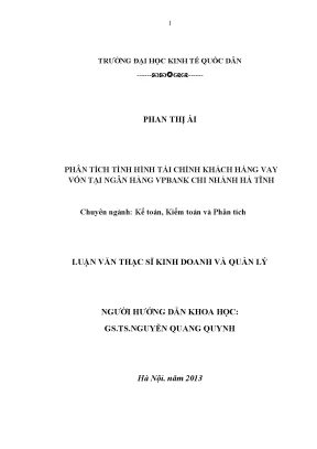 Phân Tích Tình Hình Tài Chính Khách Hàng Vay Vốn Tại 