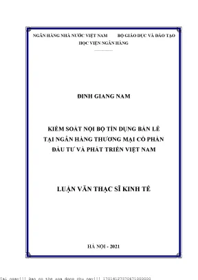 Kiểm Soát Nội Bộ Tín Dụng Bán Lẻ Tại Ngân Hàng Đầu Tư Và