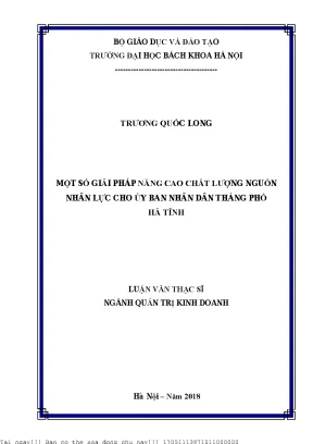 Giải Pháp Nâng Cao Chất Lượng Nguồn Nhân Lực Tại UBND