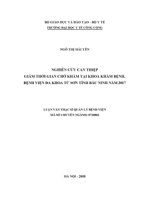 Nghiên Cứu Giảm Thời Gian Chờ Khám Tại Bệnh Viện Đa Khoa