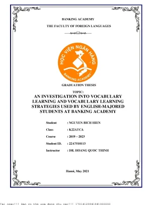 Nghiên Cứu Chiến Lược Học Từ Vựng Của Sinh Viên Chuyên 