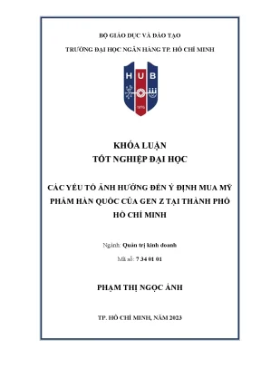 Yếu Tố Ảnh Hưởng Đến Ý Định Mua Mỹ Phẩm Hàn Quốc Của Gen