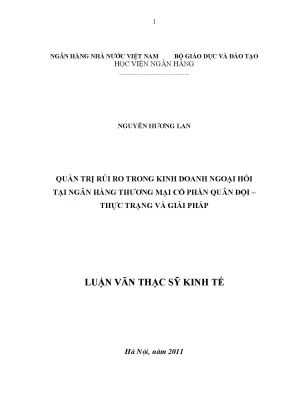 Quản Trị Rủi Ro Trong Kinh Doanh Ngoại Hối Tại Ngân Hàng