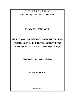 Nâng Cao Chất Lượng Thẩm Định Tín Dụng Để Phòng Ngừa Rủi