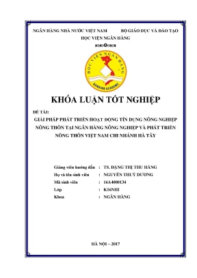 Giải Pháp Phát Triển Hoạt Động Tín Dụng Nông Nghiệp Tại