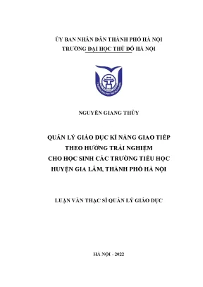 Quản Lý Giáo Dục Kỹ Năng Giao Tiếp Cho Học Sinh Tiểu Học 