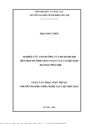 Nghiên Cứu Ảnh Hưởng Của Độ Mảnh Sợi Đến Tính Chất Cơ Lý 