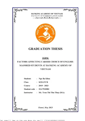 Yếu tố ảnh hưởng đến lựa chọn nghề nghiệp của sinh viên 