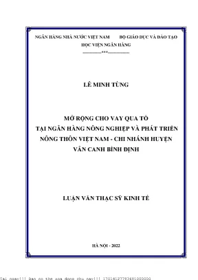 Mở Rộng Cho Vay Qua Tổ Tại Ngân Hàng Nông Nghiệp Việt Nam