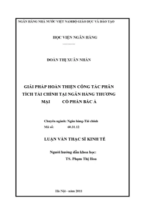 Giải Pháp Hoàn Thiện Phân Tích Tài Chính Tại Ngân Hàng 