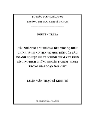 Các Nhân Tố Ảnh Hưởng Đến Tốc Độ Điều Chỉnh Tỷ Lệ Nợ Của