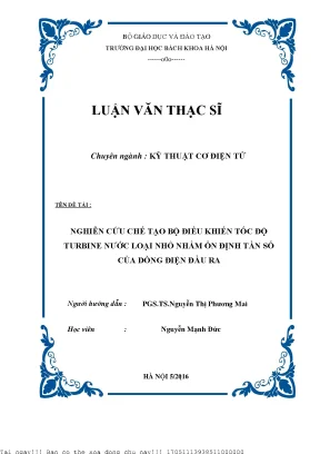 Nghiên Cứu Bộ Điều Khiển Tốc Độ Turbine Nước Nhỏ