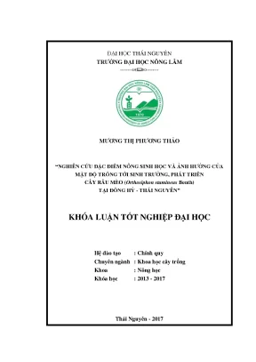 Nghiên Cứu Ảnh Hưởng Mật Độ Trồng Đến Sinh Trưởng Cây