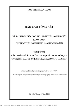 Nghiên Cứu Các Nhân Tố Ảnh Hưởng Đến Quyết Định Đầu Tư 