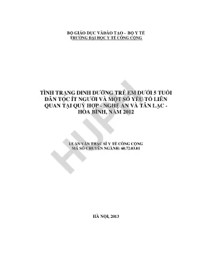 Tình Trạng Dinh Dưỡng Trẻ Em Dưới 5 Tuổi Dân Tộc Ít