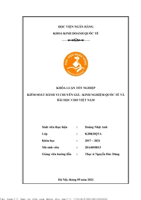 Kiểm Soát Hành Vi Chuyển Giá: Kinh Nghiệm Quốc Tế và Bài