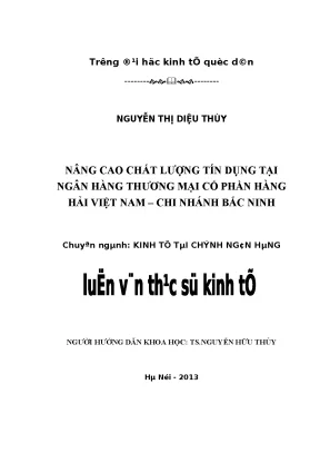 Nâng cao chất lượng tín dụng tại Ngân hàng Hàng Hải Việt