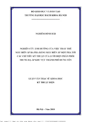 Nghiên Cứu Ảnh Hưởng Của Việc Thay Thế Máy Biến Áp 3 Pha