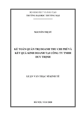 Kế Toán Quản Trị Doanh Thu, Chi Phí và Kết Quả Kinh