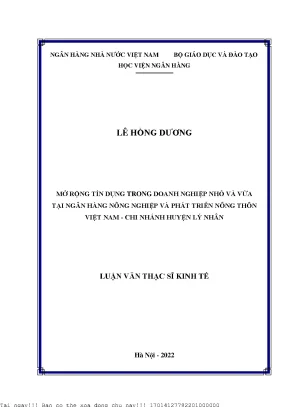 Mở Rộng Tín Dụng Cho Doanh Nghiệp Nhỏ và Vừa Tại