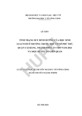 Tình Trạng Suy Dinh Dưỡng Ở Học Sinh 11-14 Tuổi Tại