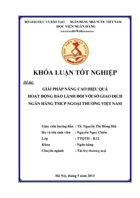 Giải Pháp Nâng Cao Hiệu Quả Hoạt Động Bảo Lãnh Tại Ngân 