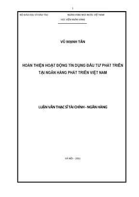 Hoàn thiện hoạt động tín dụng đầu tư phát triển tại Ngân