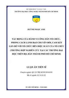 Tác Động Của Hành Vi Công Dân Tổ Chức Đến Hiệu Suất Tại