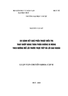 So Sánh Kết Quả Phẫu Thuật Thay Khớp Háng Toàn Phần 